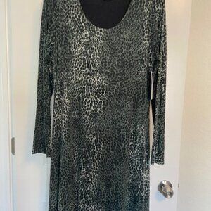NWT Karen Kane Emerald Earth green leopard print long sleeve dress XL